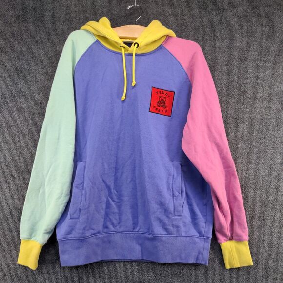 Teddy Fresh Men's Hoodie Sweatshirt Small Long Sleeve Multi Colorblock Cotton - Picture 2 of 13